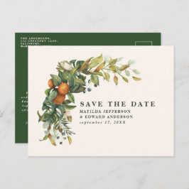 Skript elegant bröllop citrus botanical modern meddelande vykort