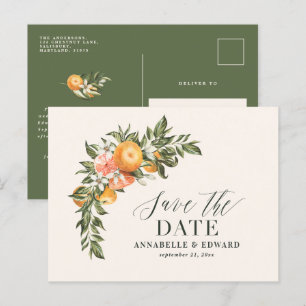 Skript elegant vigsel citrus botanisk modern ann meddelande vykort