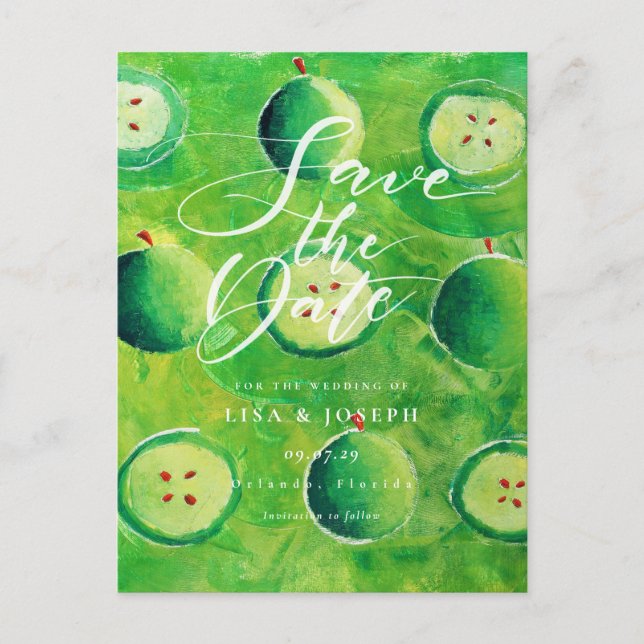 Skript för Apple Orchard Land Spara datum Vykort (Framsida)