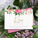 Skript för bat mitzvah Rosa Watercolor Blommigt Gu OSA Kort<br><div class="desc">Var stolt, gladd och fira den här milstolpen av din favorit Bat mitzvah med det här sofistikerade, personlig OSA-inmatningskortet för ditt evenemang! En vattenfärg för chic, bedövning, rosa och persikofärgad blommigt med faux guld-folie, typografi och modern dammig ro och grått sans serif-text täcker över en vit bakgrund. Ytterligare vattenfärgade blommor...</div>
