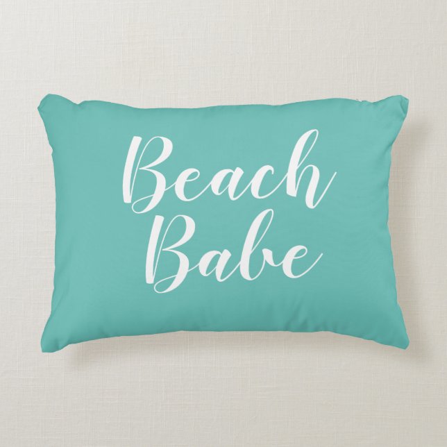 Skript för Beach Babe Beach Life Turcos Prydnadskudde (Framsidan)