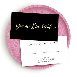 Skript för Black Hair Salon Möte Reminder Guld Tidsbeställning Kort