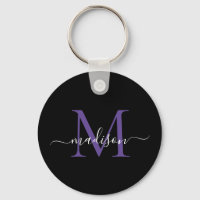 Skript för Black Lila Violet Monogram Namn Elegant