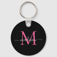 Skript för Black Magenta Rosa Monogram Namn Elegan