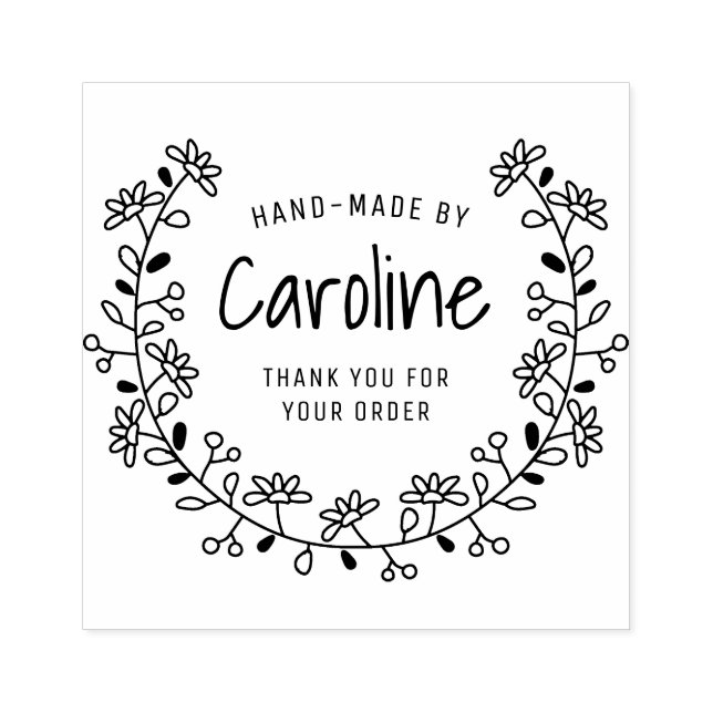 skript för blomma ram handgjord stämpel (Tryck)