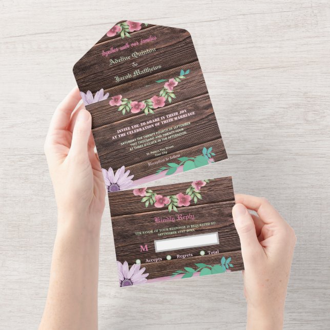Skript för blommigt av rustiskt trä (Avrivbar del)