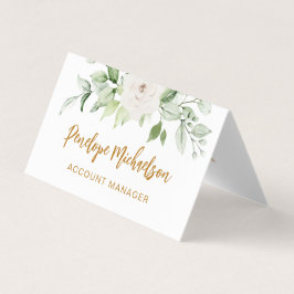 Skript för blommigt och Grey Guld med QR-kodvit Visitkort