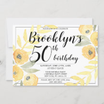 Skript för Blommigten gult Födelsedagsfest inbjuda