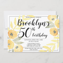 Skript för Blommigten gult Födelsedagsfest inbjuda Inbjudningar