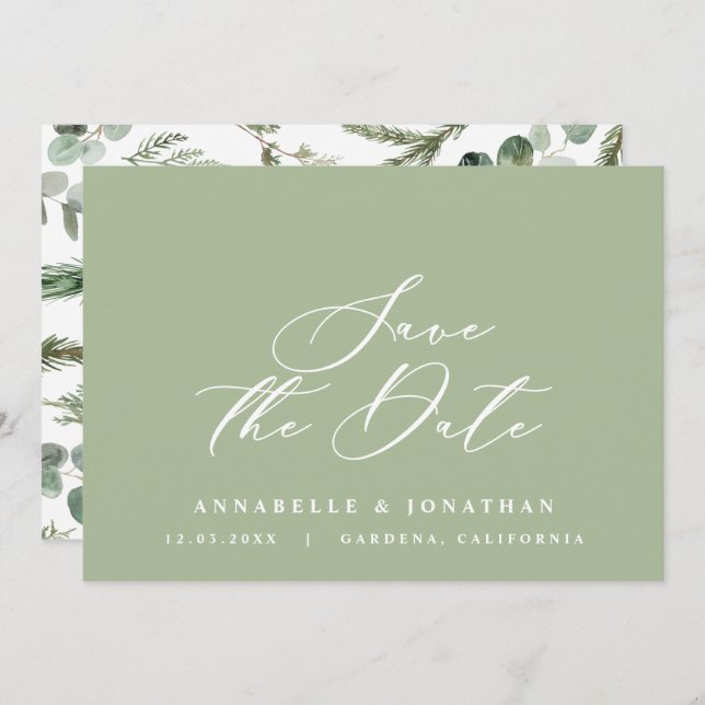 Skript för botanisk elegant, ej foto spara datumet (Fram/baksida)