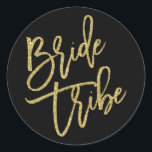 Skript för Bride Tribe Guld Glitter Runt Klistermärke<br><div class="desc"></div>