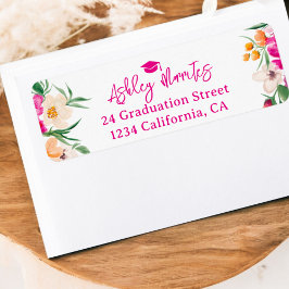 Skript för Bright rosa Wildblommor studenten Returadress Etikett