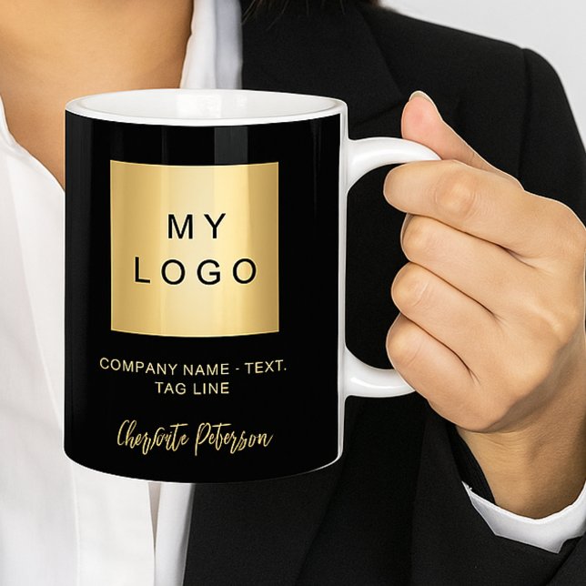 Skript för Business logotyp Black guld namn Kaffemugg (Skapare uppladdad)