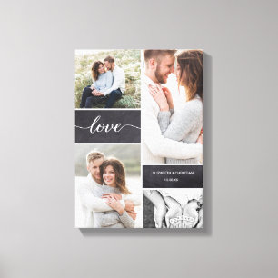 Skript för Chalkboard Bröllop Photo Collage Kärlek Canvastryck