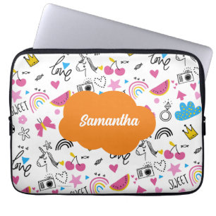 Skript för Cute Girly First Namn rosa back to scho Laptop Fodral