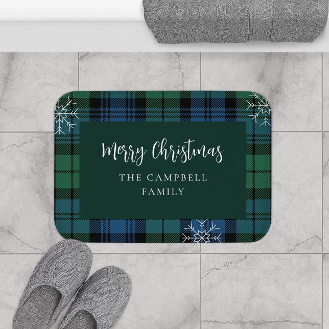 Skript för den roustiska Eleganten Campbell Tartan Badrumsmatta (Rustic Plaid Campbell Tartan Christmas Bath Mat)
