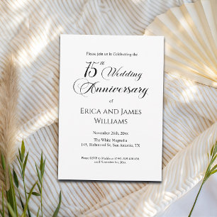 Skript för Elegant av årsdagen 75:e Bröllop Inbjudningar