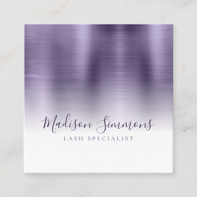 Skript för Elegant av övergiven metallisk violett  Fyrkantigt Visitkort (Framsida)