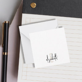 Skript för elegant Monogram Black Guld Anteckningskort