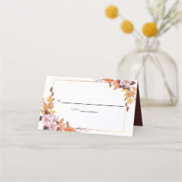 Skript för Fall Autumn Bröllop Blommigt Bord Anpas Placeringskort
