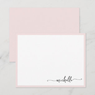 Skript för Girly Snyggt Monogram Namn Anteckningskort