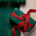 Skript för god jul grönt och guld elegant presentpapper<br><div class="desc">Chicens kalligrafiskript God jul elegant grönt guld säsong överför pappert.</div>
