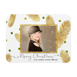 Skript för god jul Guld Glitter - fotomagnet Magnet