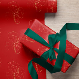Skript för god jul red och guld elegant presentpapper