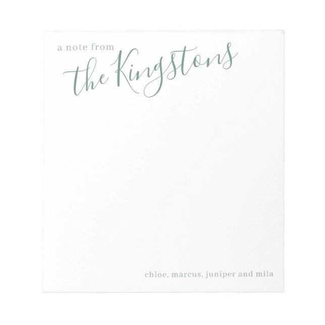 Skript för Juniper Family Namn Anteckningsblock (Framsida)