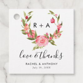 Skript för kärlek och tack för  Rosa ros Bröllop Gåvor Etiketter