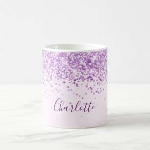 Skript för lila rosa namn kaffemugg