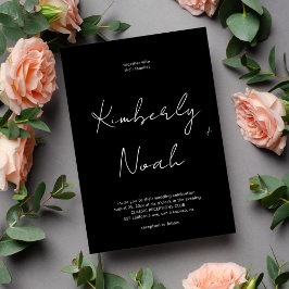 Skript för minimal elegant svart och vitt bröllop inbjudningar