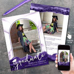 Skript för Modern Arch 2 Photos Lila Agate Glitter Meddelande