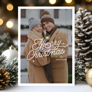 Skript för Modern Retro God jul Photo Stars Julkort