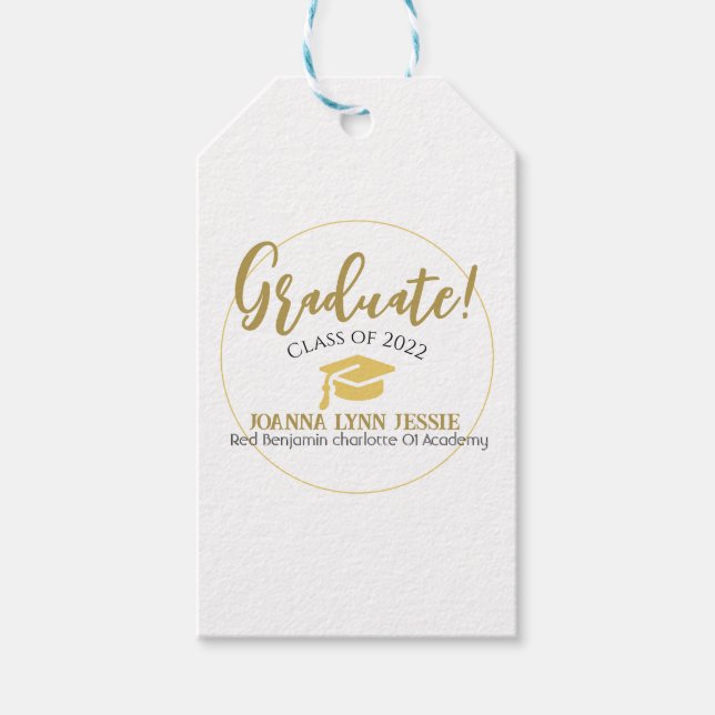 Skript för Modern Simple Elegant Studenten guld Ca Presentetikett (Framsidan)