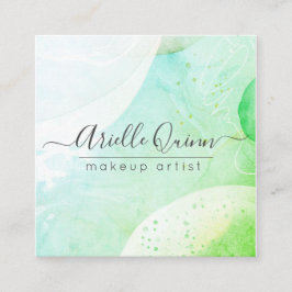 Skript för moderna vattenfärgsformer i Makeup Arti Fyrkantigt Visitkort