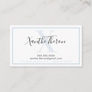 Skript för MONOGRAM-elegant, modernt, blått blek Visitkort