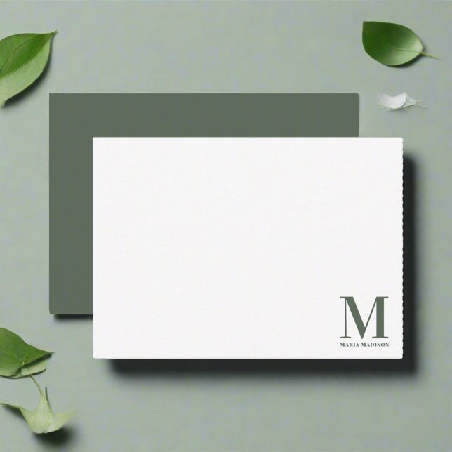 Skript för Monogram minimal Grönt Anteckningskort (Skapare uppladdad)