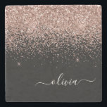 Skript för Monogram Ro Guld Rosa Black Glitter Stenunderlägg<br><div class="desc">Svart och Ro Guld -  Rosa Gnistra Glitter Skript Monogram Namn Stone Tile. Det gör perfekt studenten,  söt 16-årsdag,  bröllop,  möhippa,  årsdag,  babydusch eller bachelorette-fest till någon som kärlek glam lyx och chic stilar.</div>