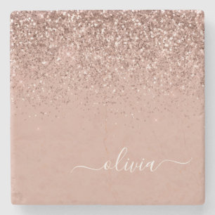 Skript för Monogram Ro Guld Rosa Black Glitter Stenunderlägg