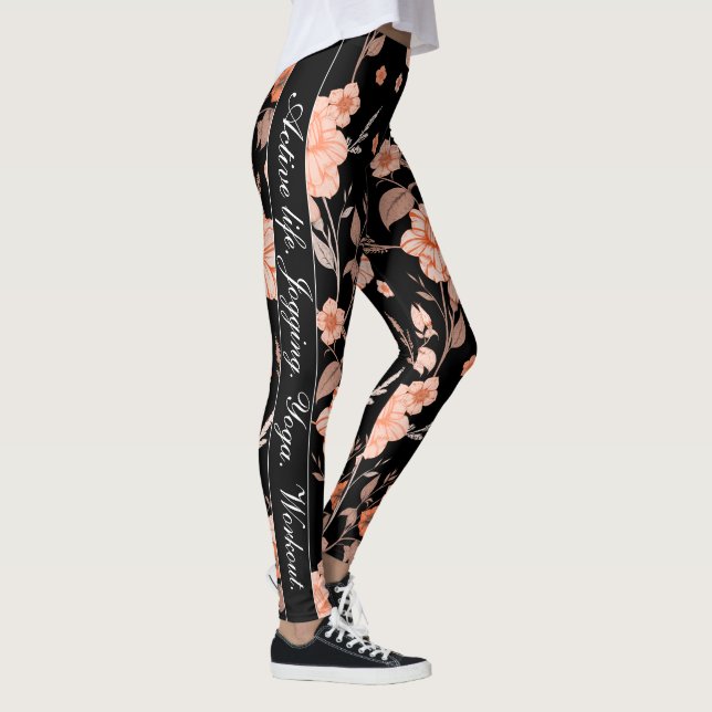 Skript för monogram Snyggt vid blommigten Black Leggings (Höger)