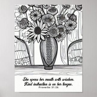Skript för mors dag-Teckning-blomman Poster