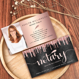 Skript för notary Black Rosa Glitter Photo Loan Ag Visitkort
