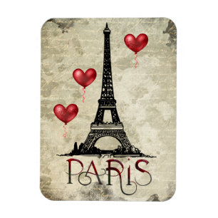 Skript för Paris, Eiffel Torn och Red Heart-ballon Magnet
