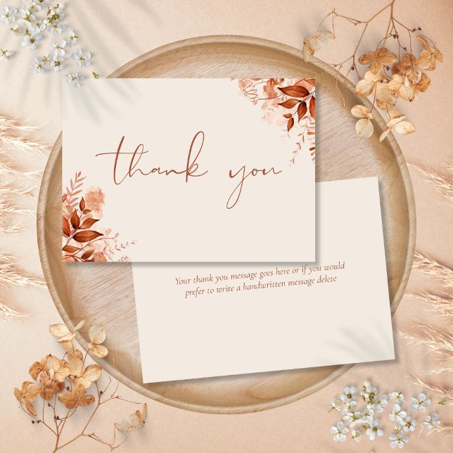 Skript för personlig Rustic Blommigt Elegant Tack Kort (Personalized Rustic Floral Elegant Script Thank You Card)