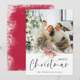 Skript för Red Elegant God jul | Familjefoto Julkort