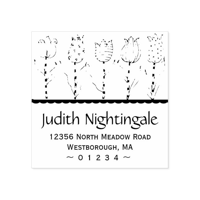 Skript för returadress Tulip Blommigt Elegant  Stämpel (Tryck)