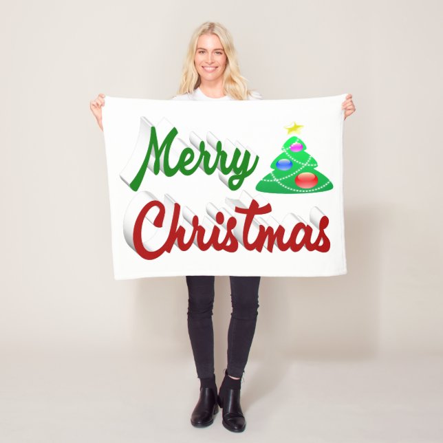 Skript för röd grönt i god jul Träd Fleecefilt (På plats)