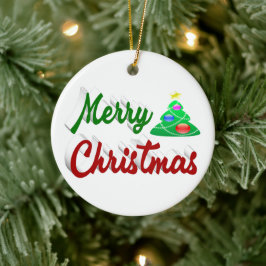 Skript för röd grönt i god jul Träd Julgransprydnad Keramik