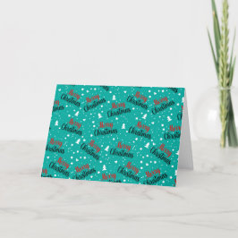 Skript för roligt Modern Teal God jul Helgkort